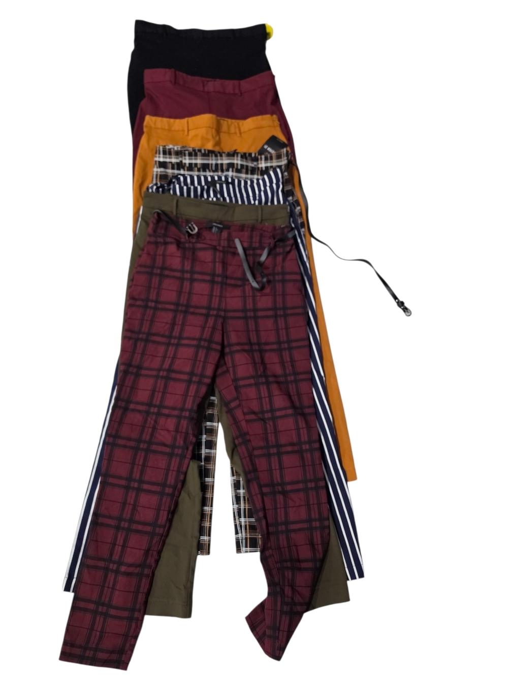 NWT 7 Pc BUNDLE  Womans FOREVER 21 Skinny Pants Size S. BLACK, STRIPED; BURGUNDY